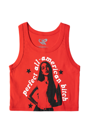 perfect all-american bitch crop tank in red
